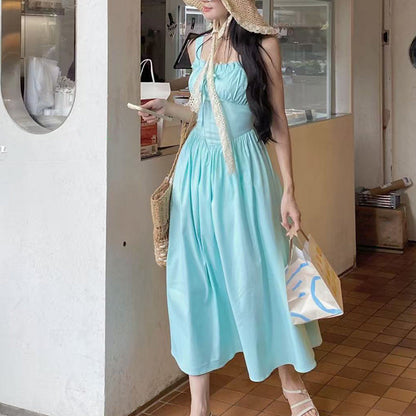 Vestido Dulce con Escote Cuadrado y Cintura Ajustada con Tirantes