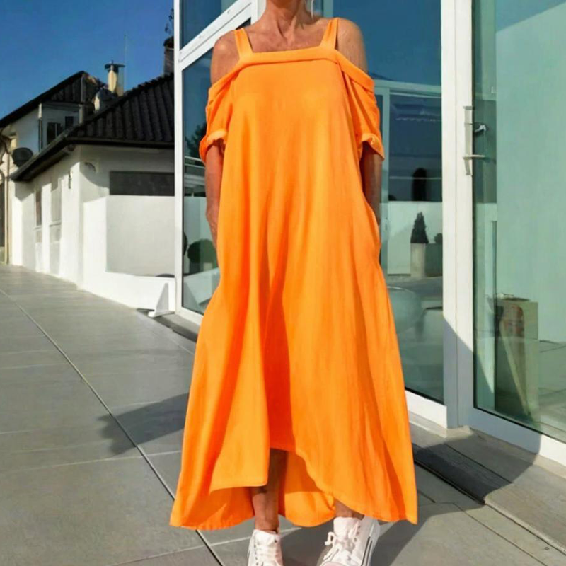 🏖️ Especiales de Verano 💃 Vestido Casual Largo con Hombros Descubiertos para Mujer