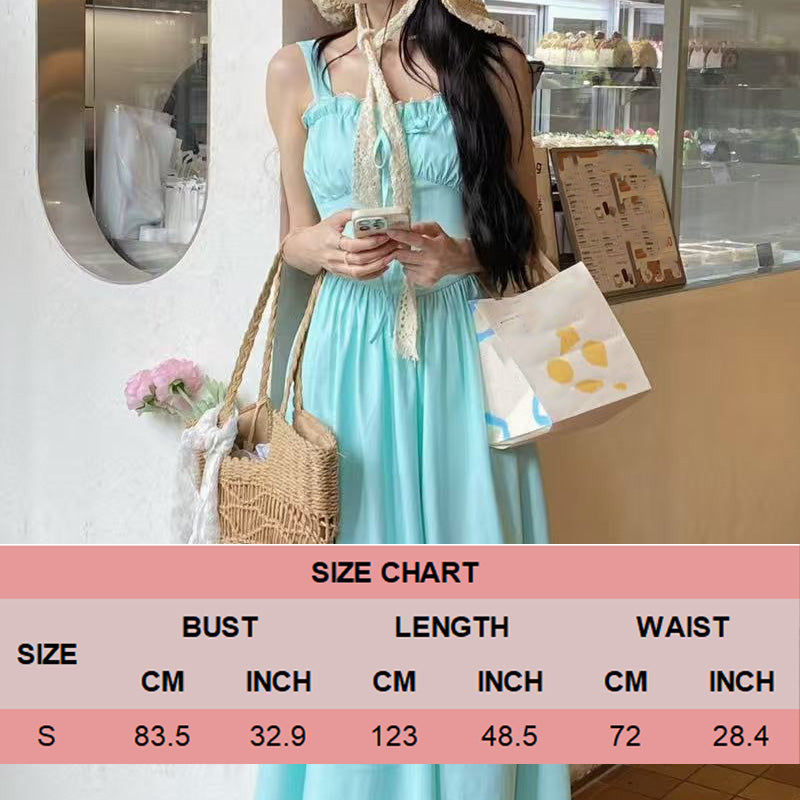 Vestido Dulce con Escote Cuadrado y Cintura Ajustada con Tirantes